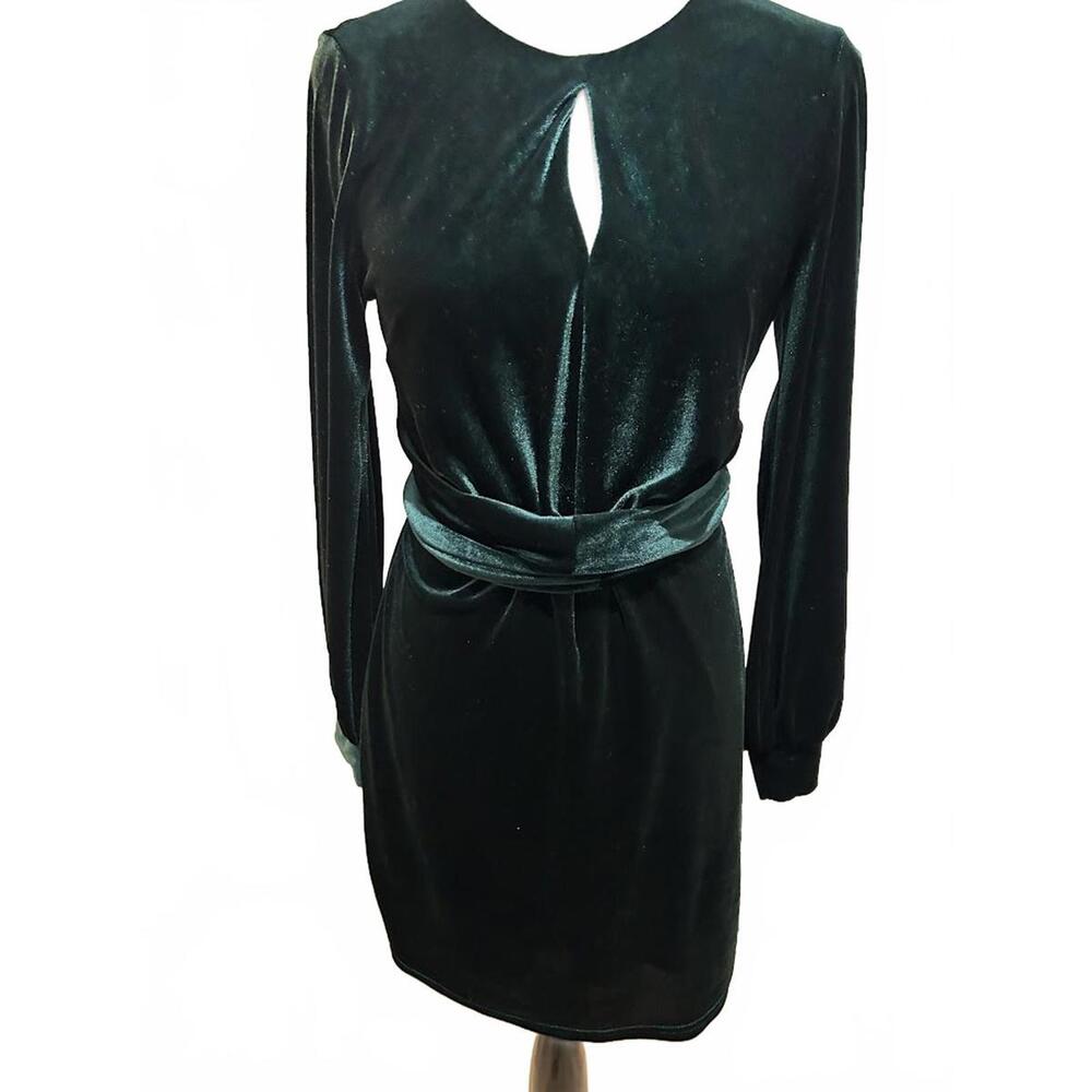 GPD Green Velvet‎ Dress Keyhole Twist Front Anthropologie Party Evening Fun Mini